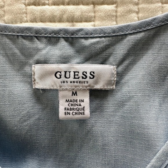 Guess Gianna Chambray Mini Dress Adjustable Strap Ruffled Detail Size Medium - Picture 4 of 10